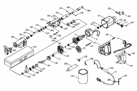 Fig-0 Diagram and Parts List for 735 Type-1 Porter Cable Sander Grinder